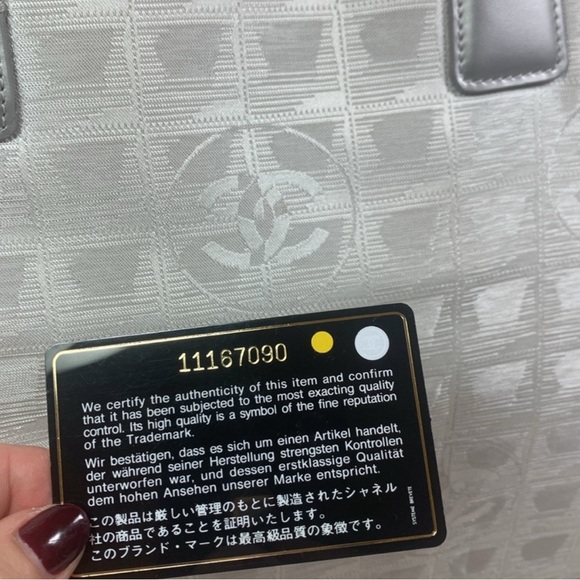 Chanel Rare Silver Travel Line Fabric Tote with Silver Leather Handles - Picture 4 of 17